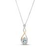 Thumbnail Image 1 of Aquamarine Necklace 1/20 cttw Diamonds Sterling Silver/10K Gold