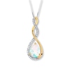 Thumbnail Image 1 of Diamond Necklace Lab-Created Opal Sterling Silver/10K Gold