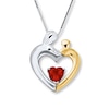 Thumbnail Image 1 of Mother & Child Necklace Garnet Sterling Silver/10K Gold