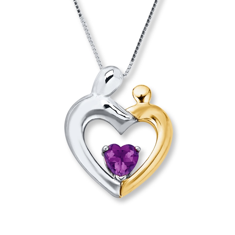 Mother & Child Necklace Amethyst Sterling Silver/10K Gold