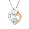 Thumbnail Image 1 of Mother & Child Necklace Aquamarine Sterling Silver/10K Gold