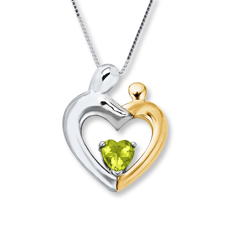 Mother & Child Necklace Peridot Sterling Silver/10K Gold