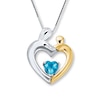 Thumbnail Image 1 of Mother & Child Necklace Blue Topaz Sterling Silver/10K Gold