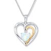 Thumbnail Image 0 of Heart Necklace Lab-Created Opal Sterling Silver/10K Gold