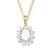 Thumbnail Image 0 of Lab-Created Opal Necklace 1/20 ct tw Diamonds 10K Yellow Gold