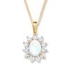 Thumbnail Image 1 of Lab-Created Opal Necklace 1/20 ct tw Diamonds 10K Yellow Gold
