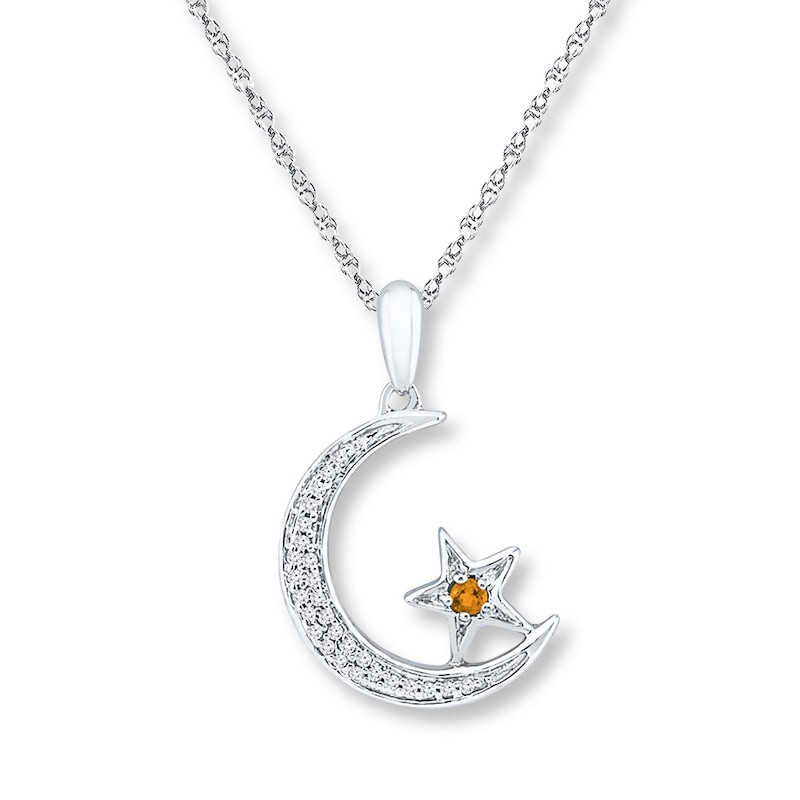 Star and Moon Necklace 1/20 ct tw Diamonds Sterling Silver