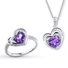 Amethyst Ring&Necklace Boxed Set Diamond Accent Sterling Silver