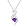 Thumbnail Image 0 of Heart Amethyst Necklace 1/20 ct tw Diamonds Sterling Silver