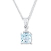 Thumbnail Image 1 of Aquamarine Necklace Diamond Accents 10K White Gold