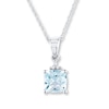 Thumbnail Image 0 of Aquamarine Necklace Diamond Accents 10K White Gold