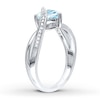 Thumbnail Image 2 of Aquamarine Heart Ring 1/20 ct tw Diamonds Sterling Silver