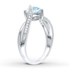 Thumbnail Image 3 of Aquamarine Heart Ring 1/20 ct tw Diamonds Sterling Silver
