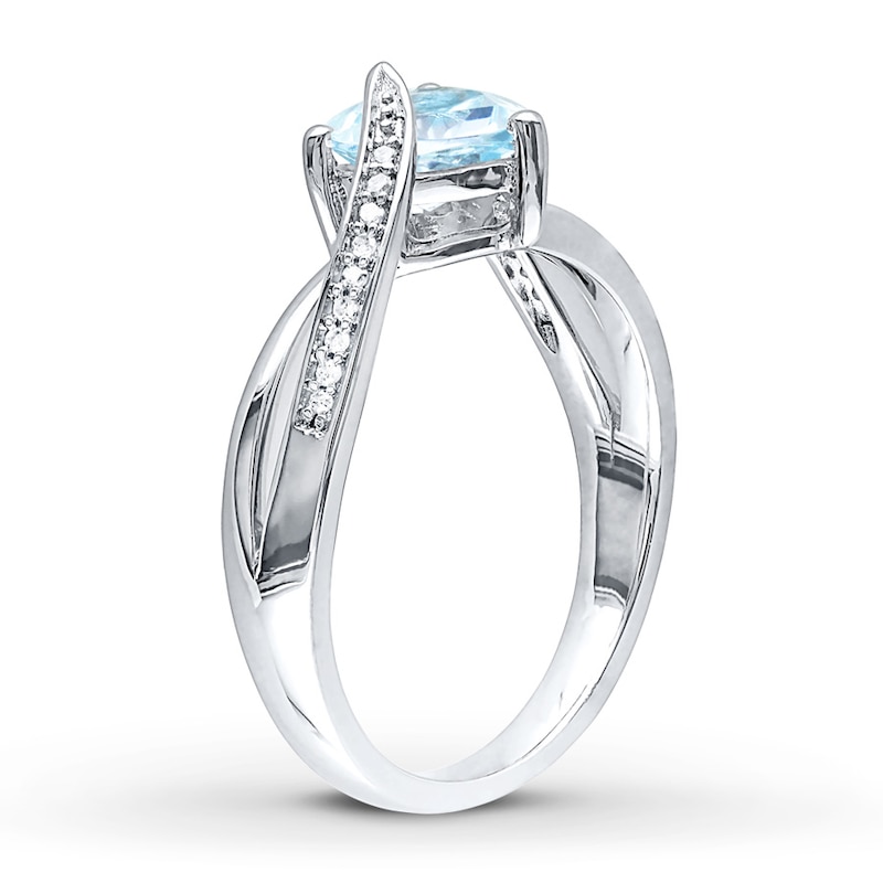 Main Image 3 of Aquamarine Heart Ring 1/20 ct tw Diamonds Sterling Silver