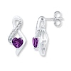 Thumbnail Image 1 of Heart Amethyst Earrings 1/20 ct tw Diamonds Sterling Silver