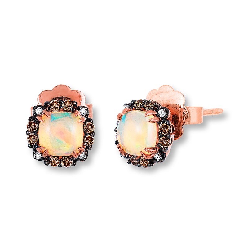Le Vian Opal Earrings 1/8 ct tw Diamonds 14K Strawberry Gold
