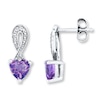 Thumbnail Image 1 of Amethyst Heart Earrings With Diamond Accents Sterling Silver