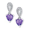 Thumbnail Image 2 of Amethyst Heart Earrings With Diamond Accents Sterling Silver