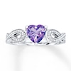 Thumbnail Image 0 of Amethyst Heart Ring With Diamonds Sterling Silver