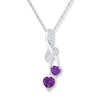 Thumbnail Image 1 of Amethyst Heart Necklace 1/20 ct tw Diamonds 10K White Gold