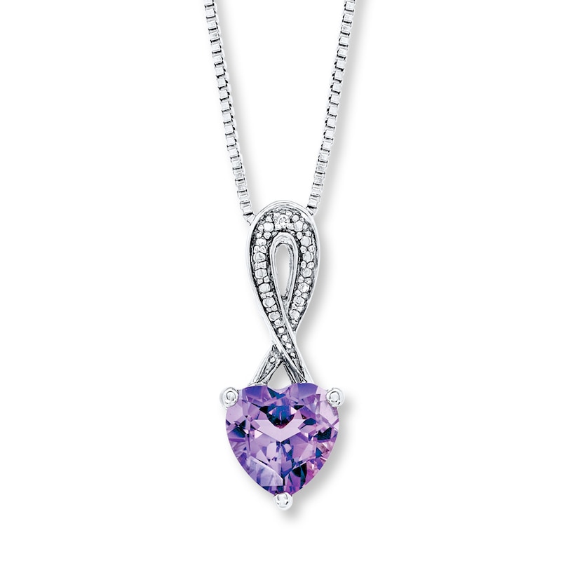 Amethyst Heart Necklace With Diamond Accent Sterling Silver