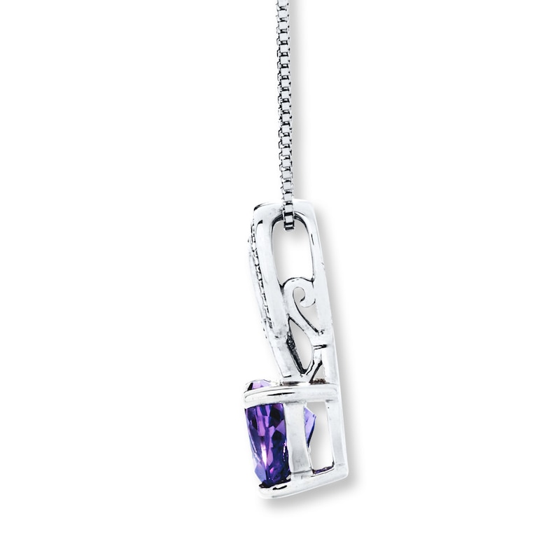Main Image 2 of Amethyst Heart Necklace With Diamond Accent Sterling Silver