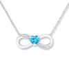 Thumbnail Image 1 of Infinity Necklace Heart-Shaped Blue Topaz Sterling Silver