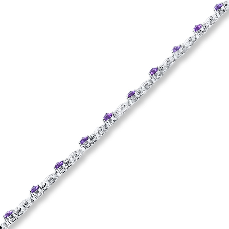 Amethyst Heart Bracelet Diamond Accents Sterling Silver