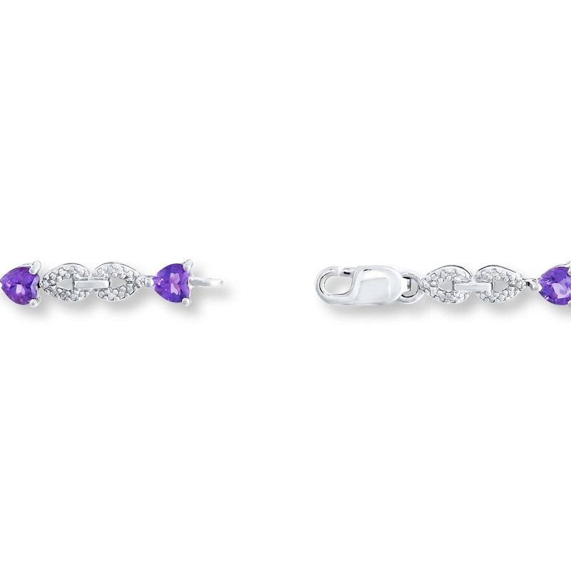 Amethyst Heart Bracelet Diamond Accents Sterling Silver