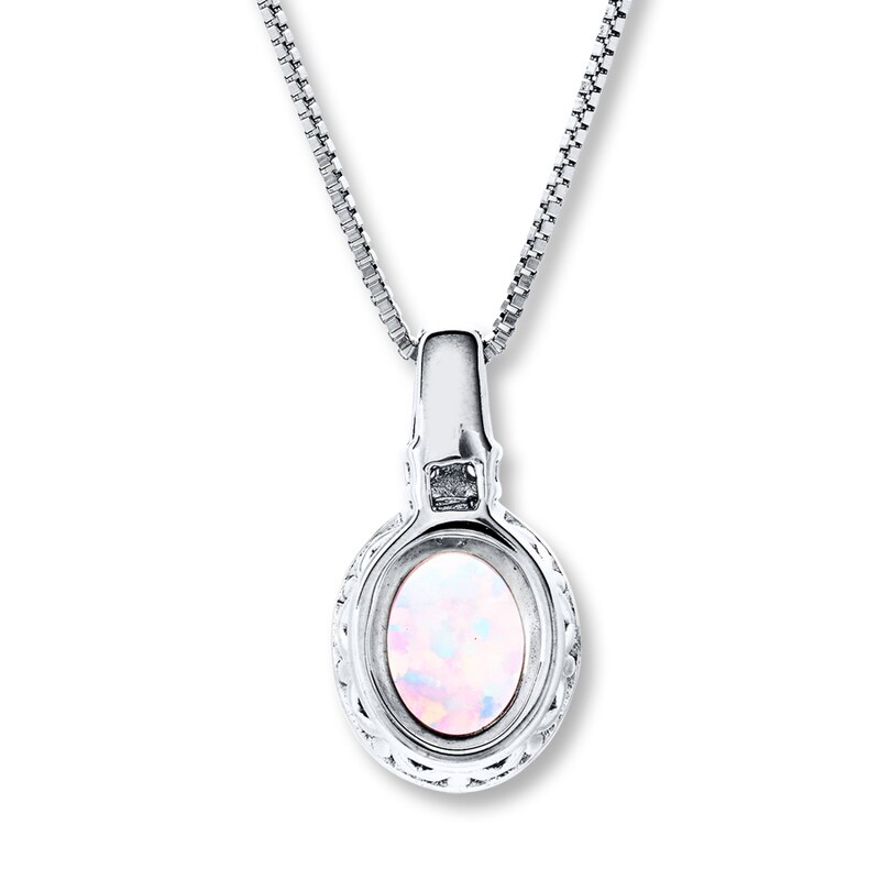 Main Image 4 of Lab-Created Opal & Sapphire Necklace With Topaz Sterling Silver