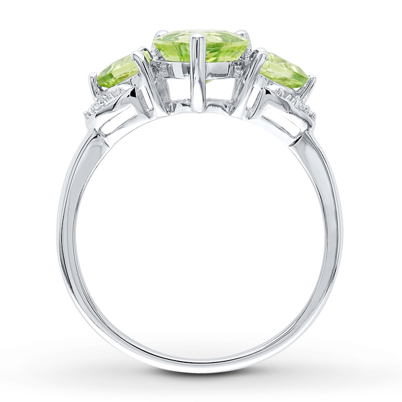 Peridot Heart Ring Diamond Accents Sterling Silver