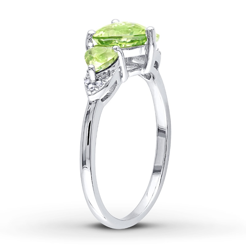 Peridot Heart Ring Diamond Accents Sterling Silver