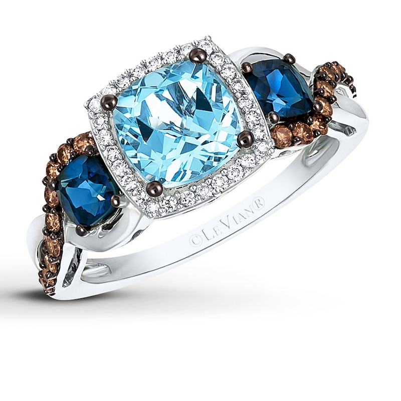 Main Image 1 of Le Vian Aquamarine Ring 1/4 ct tw Diamonds 14K Vanilla Gold