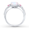 Thumbnail Image 2 of Lab-Created Opal Ring Lab-Created Sapphires Sterling Silver