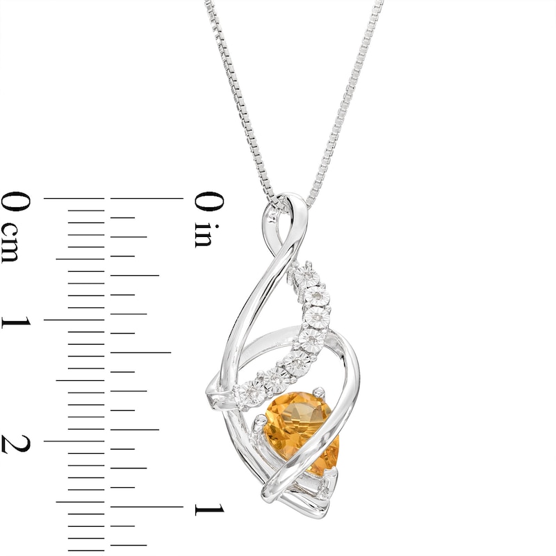 Citrine & Diamond Necklace Sterling Silver