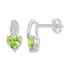 Thumbnail Image 1 of Peridot Heart Earrings Diamond Accents 10K White Gold