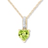 Thumbnail Image 0 of Peridot Heart Necklace Diamond Accents 10K Yellow Gold