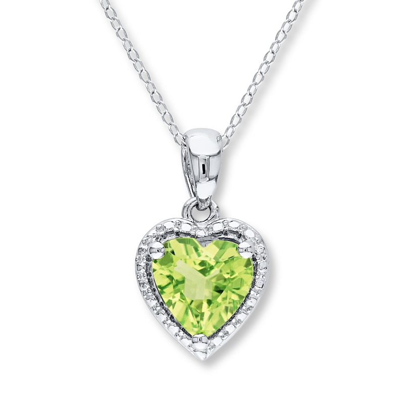 Peridot Heart Necklace Sterling Silver