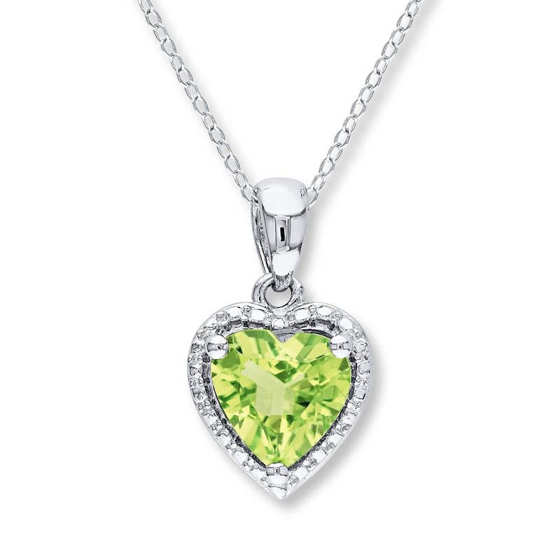 Main Image 1 of Peridot Heart Necklace Sterling Silver