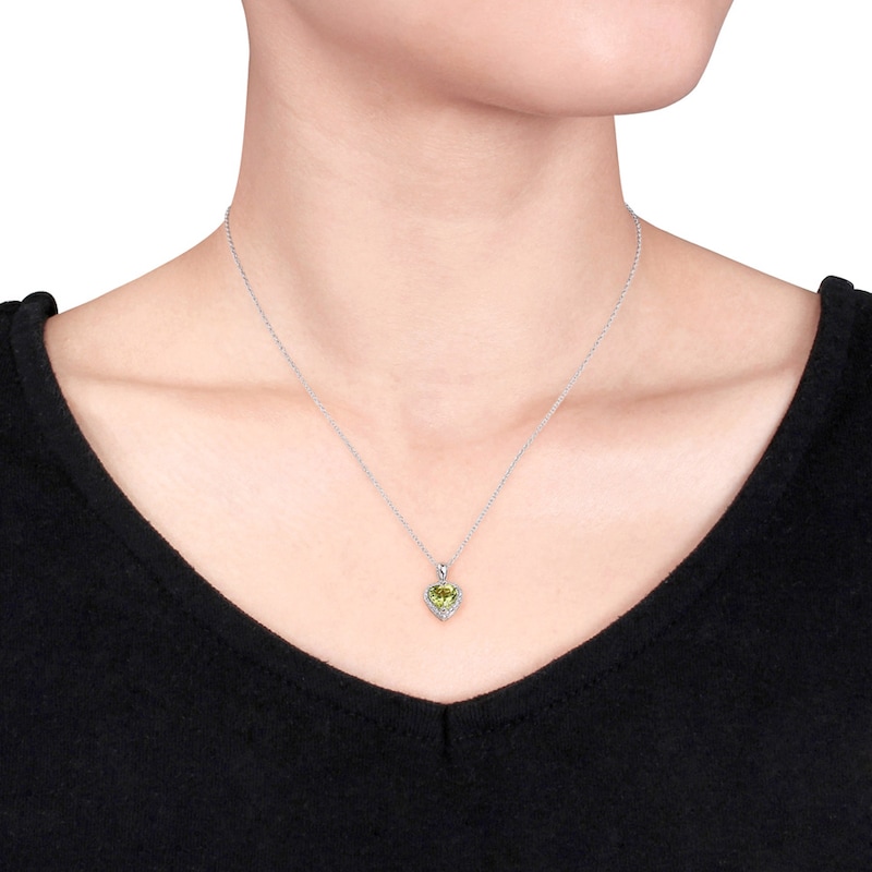 Main Image 2 of Peridot Heart Necklace Sterling Silver