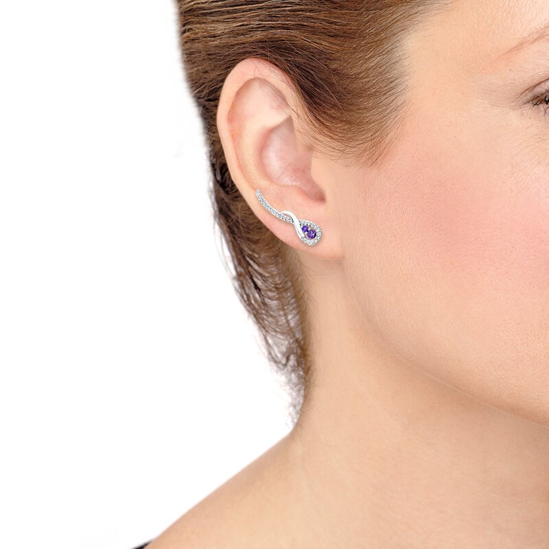 Main Image 2 of Earring Climbers Amethysts/White Topaz Sterling Silver