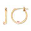 Thumbnail Image 0 of Children's Hoop Earrings Pink Cubic Zirconia 14K Yellow Gold
