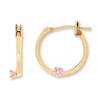 Thumbnail Image 1 of Children's Hoop Earrings Pink Cubic Zirconia 14K Yellow Gold