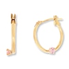 Thumbnail Image 1 of Children's Hoop Earrings Pink Cubic Zirconia 14K Yellow Gold