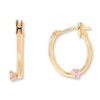 Thumbnail Image 2 of Children's Hoop Earrings Pink Cubic Zirconia 14K Yellow Gold