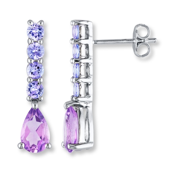 Amethyst/Tanzanite Earrings Sterling Silver