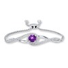 Thumbnail Image 1 of Amethyst Bolo Bracelet Lab-Created Sapphires Sterling Silver