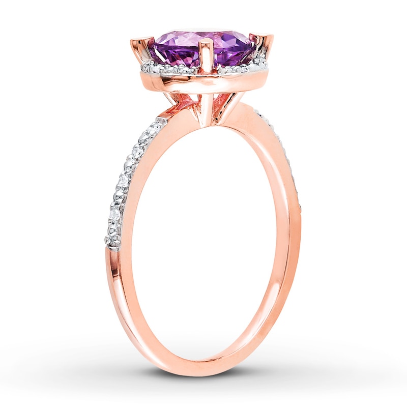 Main Image 2 of Amethyst Ring 1/20 ct tw Diamonds 10K Rose Gold
