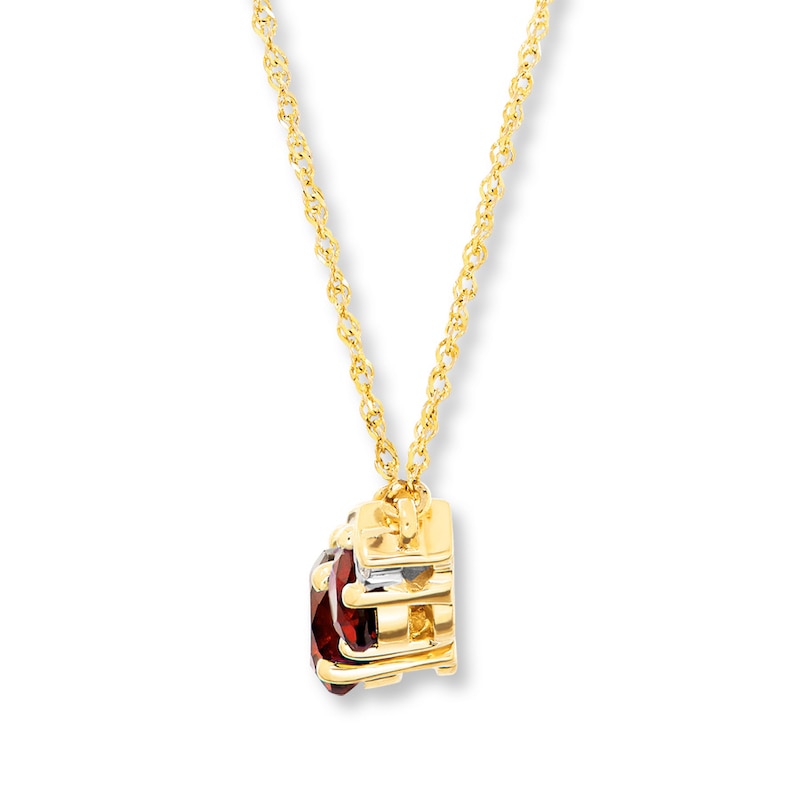 Main Image 2 of Garnet Necklace Diamond Accents 10K Yellow Gold