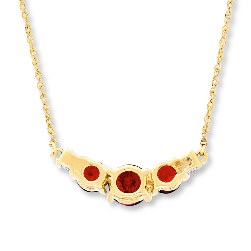 Main Image 4 of Garnet Necklace Diamond Accents 10K Yellow Gold
